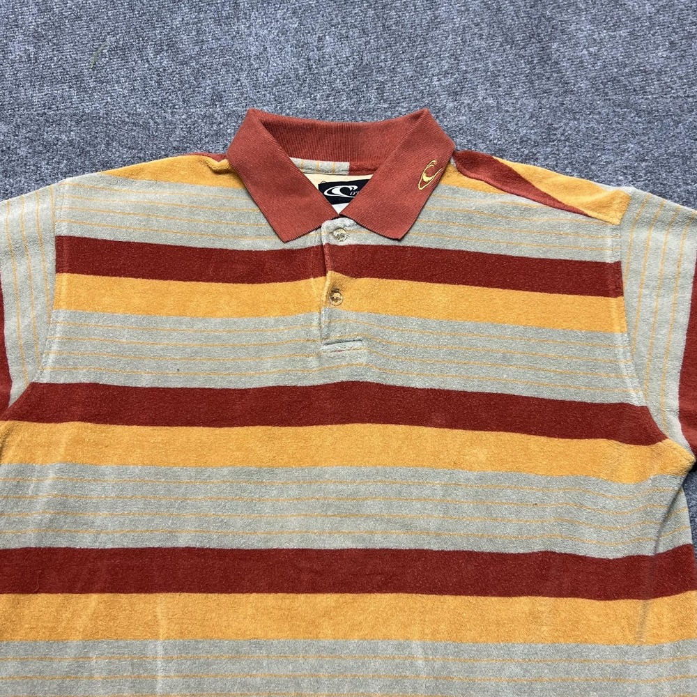 Vintage O'Neill Polo Shirt Mens XL Multicolor Striped Terry Cloth Surf